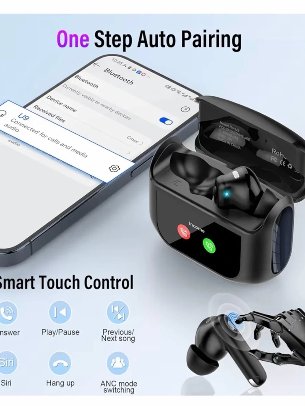Thunelec Tru9 Bluetooth Wireless Earbuds Black color